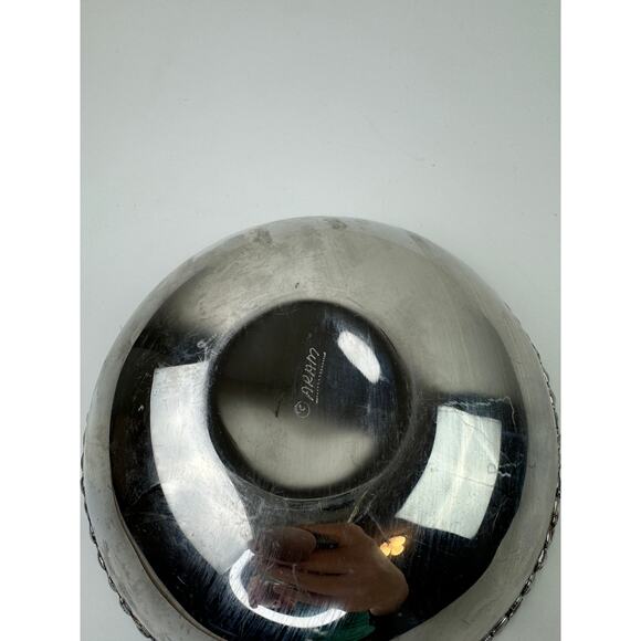 VINTAGE MCM Michael Aram 6.25 Inch Stainless Bowl Molten Beaded Signed RARE - Picture 5 of 8